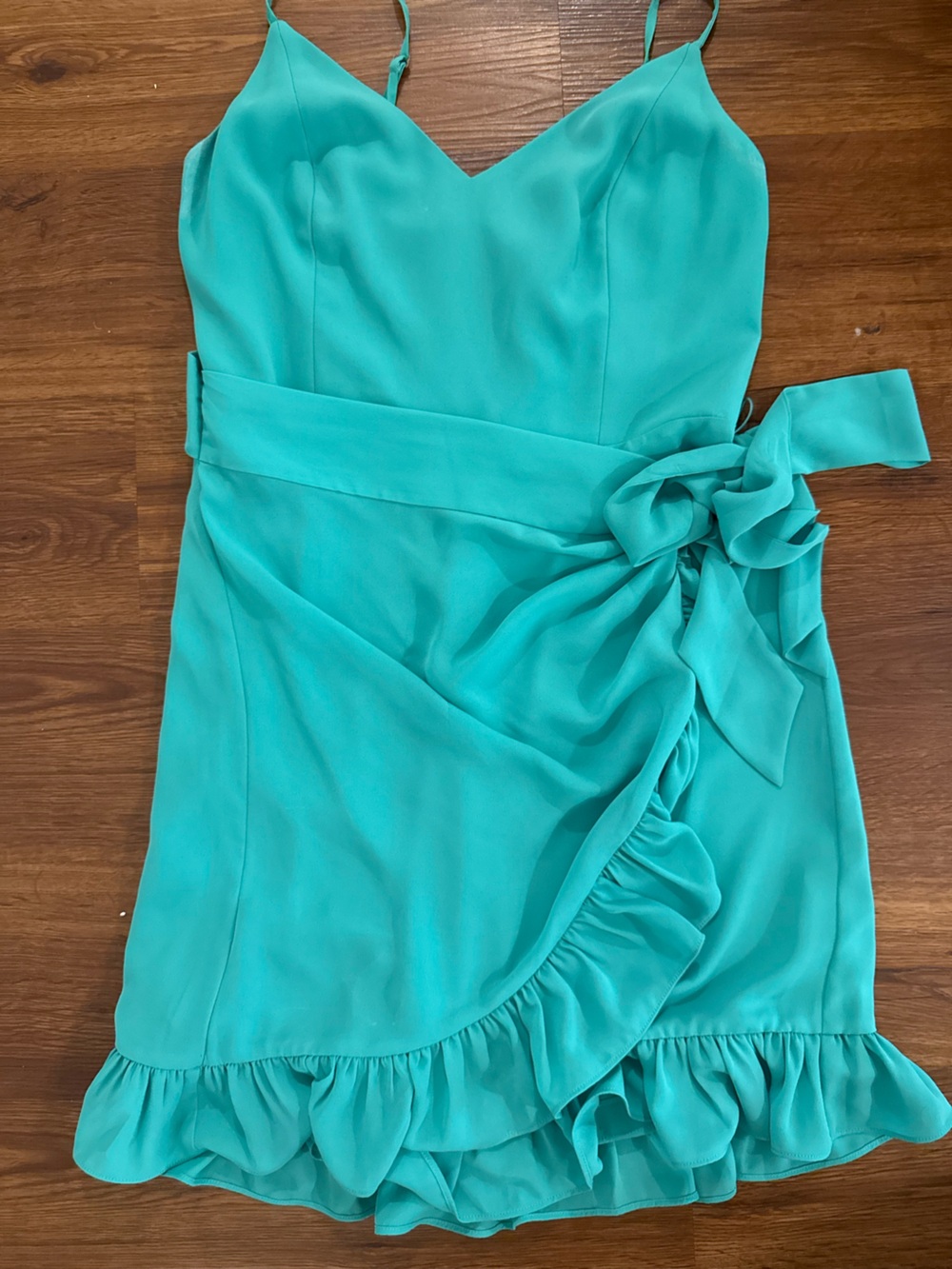 Lilly Pulitzer green Spaghetti-Strap Ruffle Wrap romper